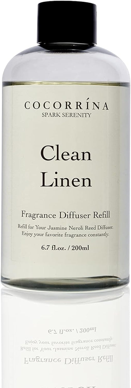 COCORRÍNA Reed Diffuser Set, Clean Linen Scented Diffuser with Sticks Home Fragrance Reed Diffuser for Bathroom Shelf Decor