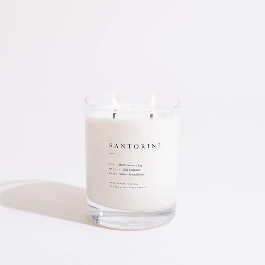 Brooklyn Candle Studio Santorini Classic 2 Wick Candle - Luxury Scented Candle, Vegan Soy Wax, Hand Poured in The USA, 70 Hour Slow Burn Time - 13oz