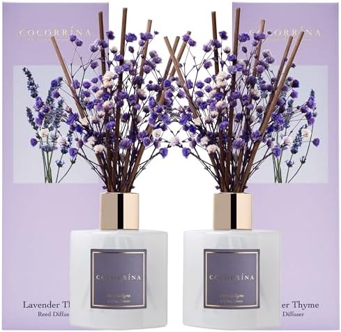 COCORRÍNA Reed Diffuser Set, Clean Linen Scented Diffuser with Sticks Home Fragrance Reed Diffuser for Bathroom Shelf Decor