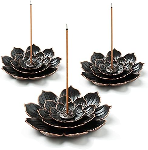 GARMOLY Incense Burner, Incense Holder for Sticks, Brass Lotus Incense Stick Holder and Detachable Ash Catcher