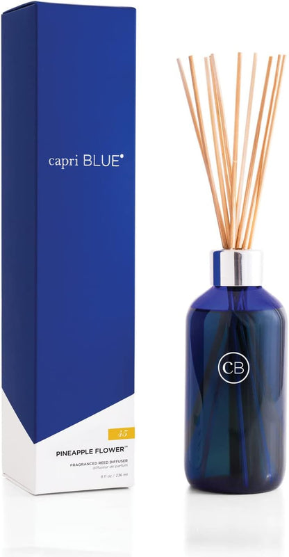 Capri Blue Volcano Reed Diffuser Set - Comes with Reed Diffuser Sticks, Fragrance Oil, and Glass Bottle Oil Diffuser - Aromatherapy Diffuser - White Diffuser (8 fl oz)