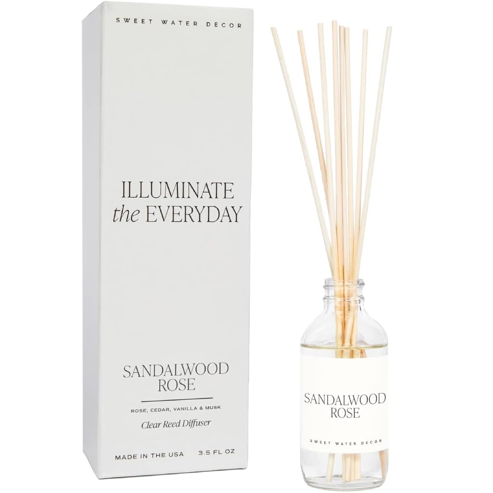 Sweet Water Decor Salt & Sea Reed Diffuser Set - Sea Salt Citrus & Musk Amber Scent Diffuser - Reed Diffusers for Home with Long Lasting Fragrance - Non-Toxic Oil Reed Diffuser - Made in the USA