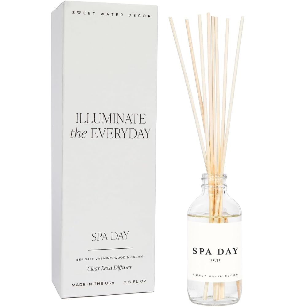 Sweet Water Decor Salt & Sea Reed Diffuser Set - Sea Salt Citrus & Musk Amber Scent Diffuser - Reed Diffusers for Home with Long Lasting Fragrance - Non-Toxic Oil Reed Diffuser - Made in the USA
