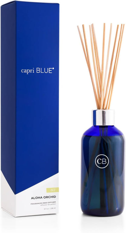 Capri Blue Volcano Reed Diffuser Set - Comes with Reed Diffuser Sticks, Fragrance Oil, and Glass Bottle Oil Diffuser - Aromatherapy Diffuser - White Diffuser (8 fl oz)