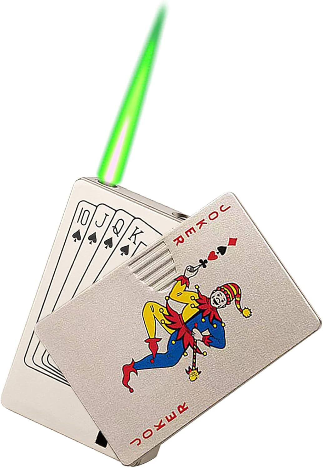 Jet Torch Lighter, Green Flame Ace Card Lighter, Refillable Butane Lighter, Ace of Spades Cool Lighter Windproof Poker Design, Gift for Men/Women