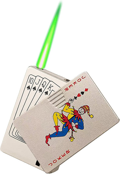 Jet Torch Lighter, Green Flame Ace Card Lighter, Refillable Butane Lighter, Ace of Spades Cool Lighter Windproof Poker Design, Gift for Men/Women