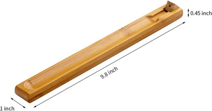 Bamboo Wood Incense Holder for Sticks with Adjustable Angle, Incense Burner with Ash Catcher, 9.8 Inches