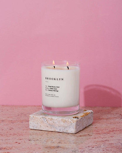 Brooklyn Candle Studio Santorini Classic 2 Wick Candle - Luxury Scented Candle, Vegan Soy Wax, Hand Poured in The USA, 70 Hour Slow Burn Time - 13oz