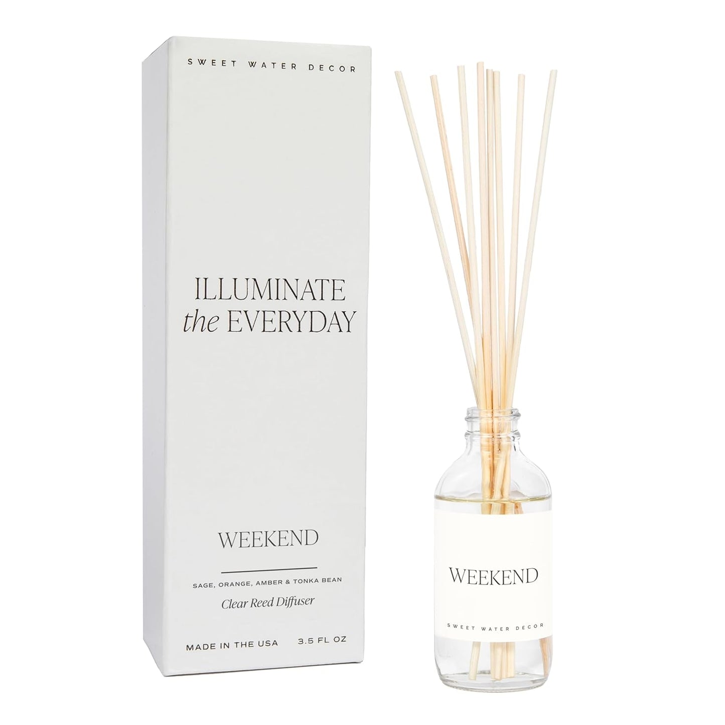 Sweet Water Decor Salt & Sea Reed Diffuser Set - Sea Salt Citrus & Musk Amber Scent Diffuser - Reed Diffusers for Home with Long Lasting Fragrance - Non-Toxic Oil Reed Diffuser - Made in the USA