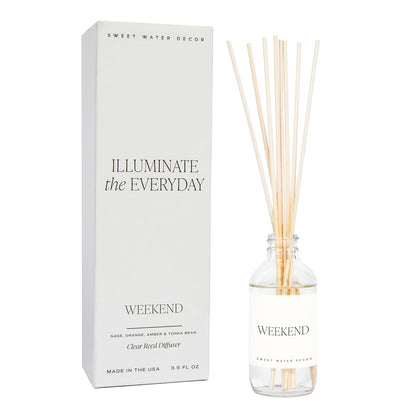 Sweet Water Decor Salt & Sea Reed Diffuser Set - Sea Salt Citrus & Musk Amber Scent Diffuser - Reed Diffusers for Home with Long Lasting Fragrance - Non-Toxic Oil Reed Diffuser - Made in the USA