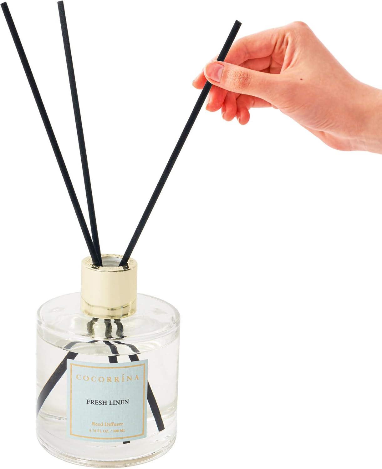 COCORRÍNA Reed Diffuser Set, Clean Linen Scented Diffuser with Sticks Home Fragrance Reed Diffuser for Bathroom Shelf Decor