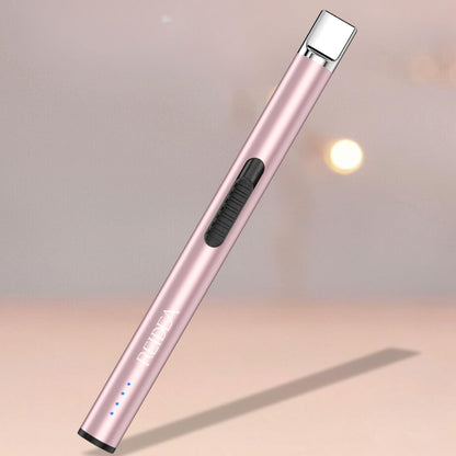 REIDEA Lighter Electric for Candle S4 Pro USB Rechargeable Safety Lock with LED Battery Indicator Flameless Windproof Arc Plasma Lighter for Candle, Fireworks (Champagne Gold)