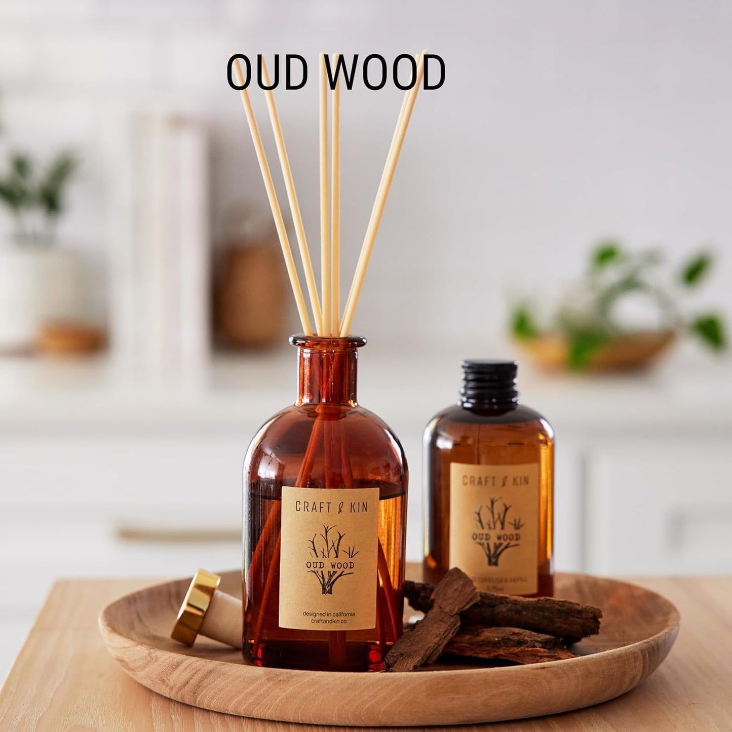 Jasmine & Lily Reed Diffuser | Includes All Natural Essential Oil & 8 Rattan Scent Sticks | Reed Diffuser Set for Bathroom | Reed Diffusers for Home | Long Lasting Home Fragrance in Amber Glass - 5.75oz
