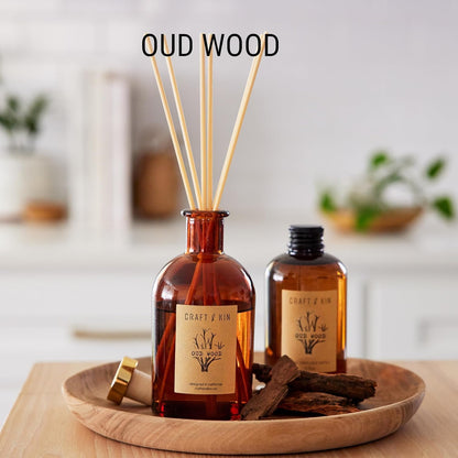 Jasmine & Lily Reed Diffuser | Includes All Natural Essential Oil & 8 Rattan Scent Sticks | Reed Diffuser Set for Bathroom | Reed Diffusers for Home | Long Lasting Home Fragrance in Amber Glass - 5.75oz