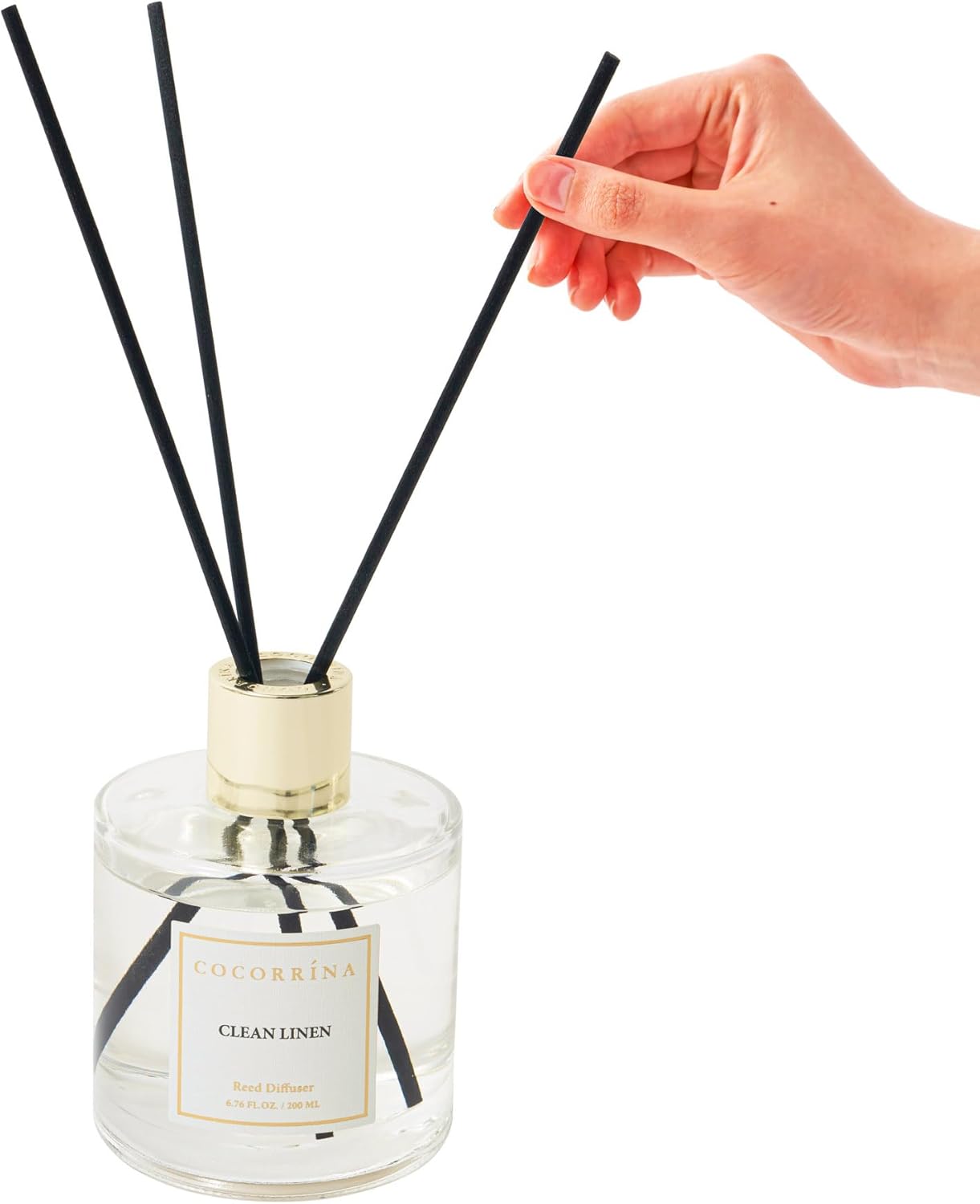 COCORRÍNA Reed Diffuser Set, Clean Linen Scented Diffuser with Sticks Home Fragrance Reed Diffuser for Bathroom Shelf Decor