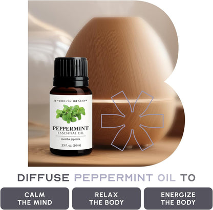 Brooklyn Botany Peppermint Essential Oil - 100% Pure and Natural - Premium Grade with Dropper - for Aromatherapy and Diffuser