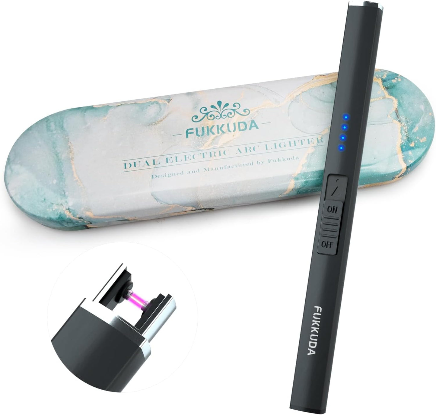 Electric Candle Lighter - Rechargeable, Plasma Arc Lighter - Windproof & Flameless with USB Rechargeable Double Safety Switch (Obisidian Black)