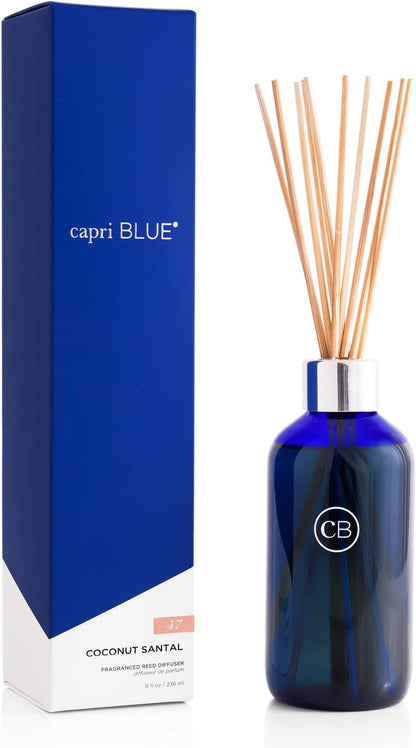 Capri Blue Volcano Reed Diffuser Set - Comes with Reed Diffuser Sticks, Fragrance Oil, and Glass Bottle Oil Diffuser - Aromatherapy Diffuser - White Diffuser (8 fl oz)