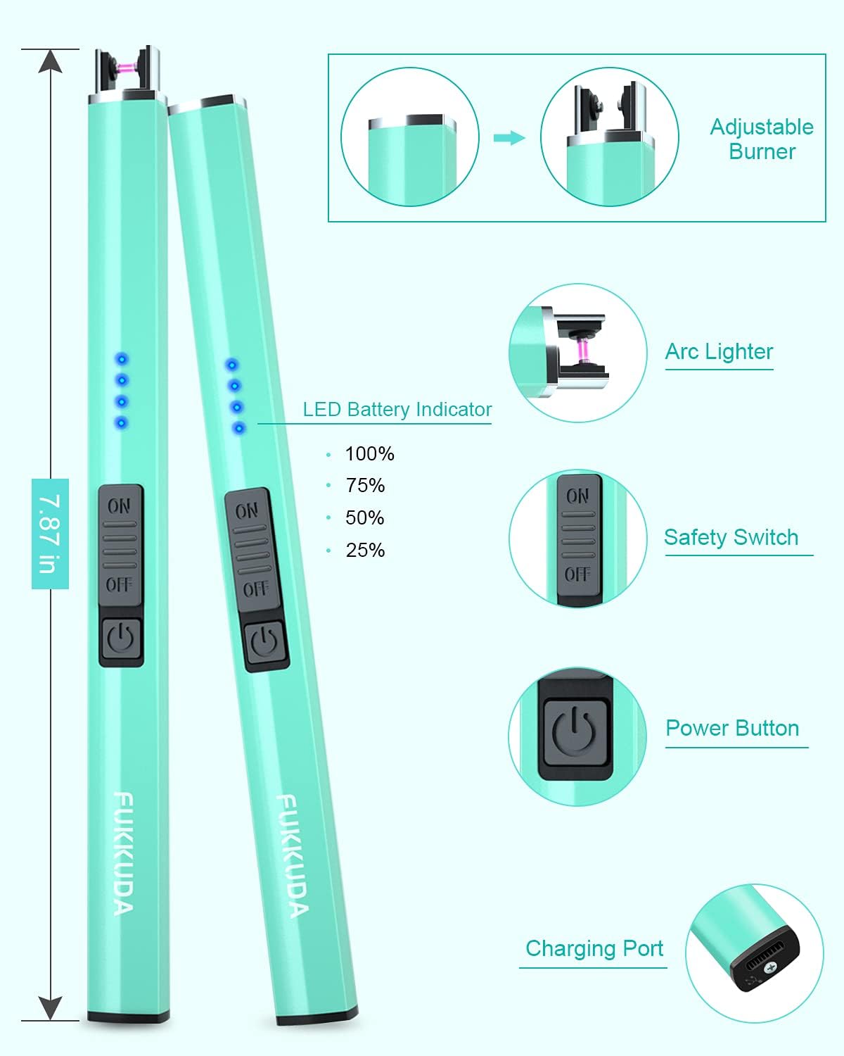 Electric Candle Lighter - Rechargeable, Plasma Arc Lighter - Windproof & Flameless with USB Rechargeable Double Safety Switch (Obisidian Black)