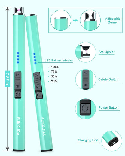 Electric Candle Lighter - Rechargeable, Plasma Arc Lighter - Windproof & Flameless with USB Rechargeable Double Safety Switch (Obisidian Black)