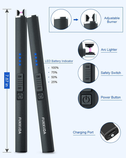 Electric Candle Lighter - Rechargeable, Plasma Arc Lighter - Windproof & Flameless with USB Rechargeable Double Safety Switch (Obisidian Black)