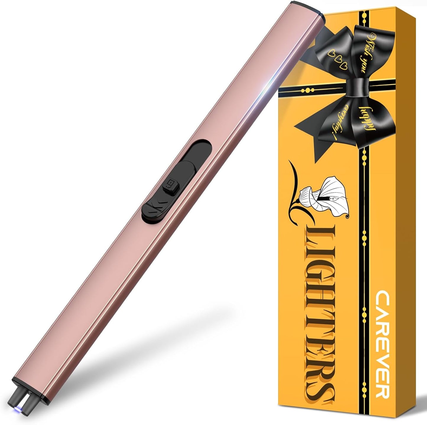 Candle Lighter Stocking Stuffers for Women Men, Electric Candle Lighter USB Rechargeable Graduation Gifts for Him Wife Grandma Girlfriend Safety Lock Long Lighters for Grill Home Kitchen BBQ Camping