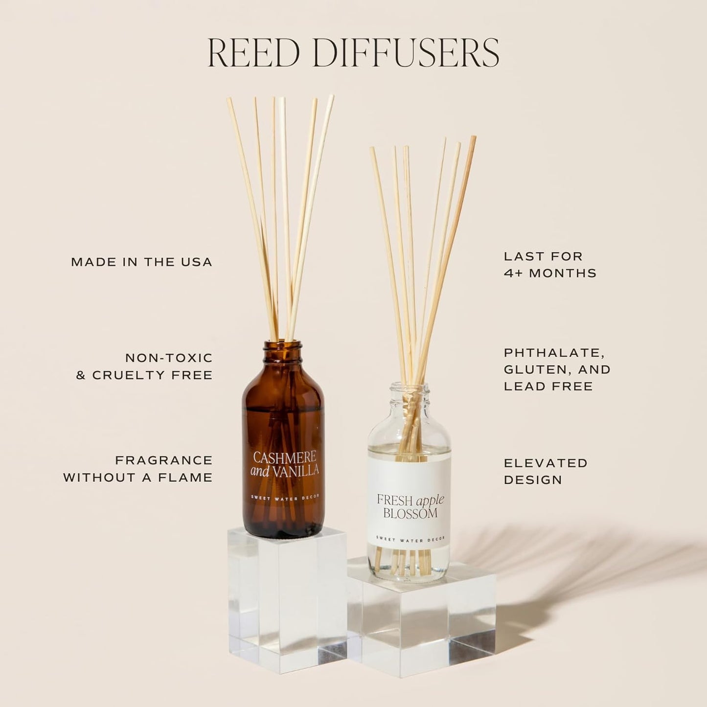 Sweet Water Decor Salt & Sea Reed Diffuser Set - Sea Salt Citrus & Musk Amber Scent Diffuser - Reed Diffusers for Home with Long Lasting Fragrance - Non-Toxic Oil Reed Diffuser - Made in the USA