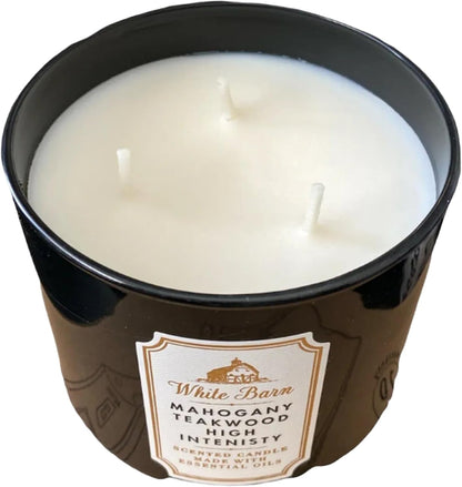 Bath & Body Works White Barn 3-Wick Candle in Mahogany Teakwood High Intensity, Scented