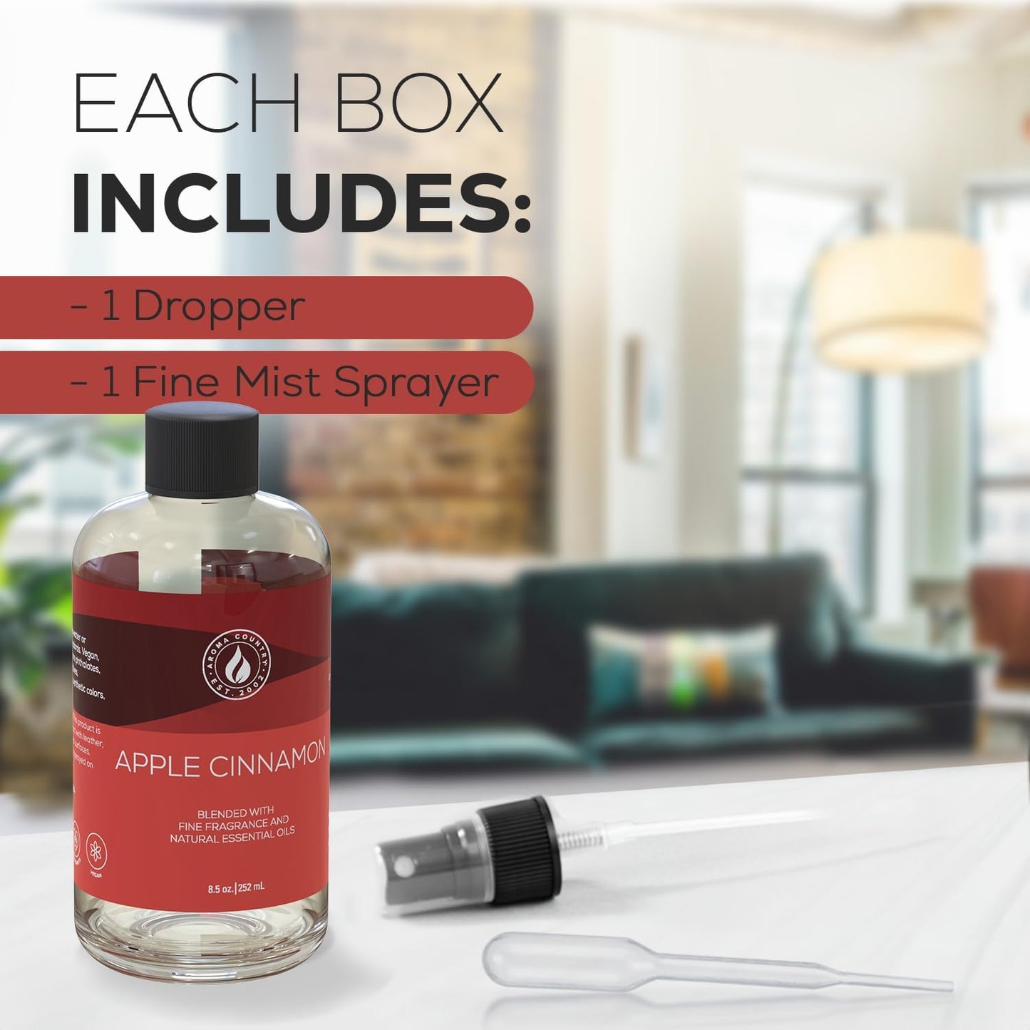Aroma Country White Tea Diffuser Oil - Luxury Essential Oils for Diffuser Refill & Air Freshener Room Spray, Long-Lasting, Natural Home Fragrance and Hotel Scent for Diffusers & Machines - 8.5 Fl. oz