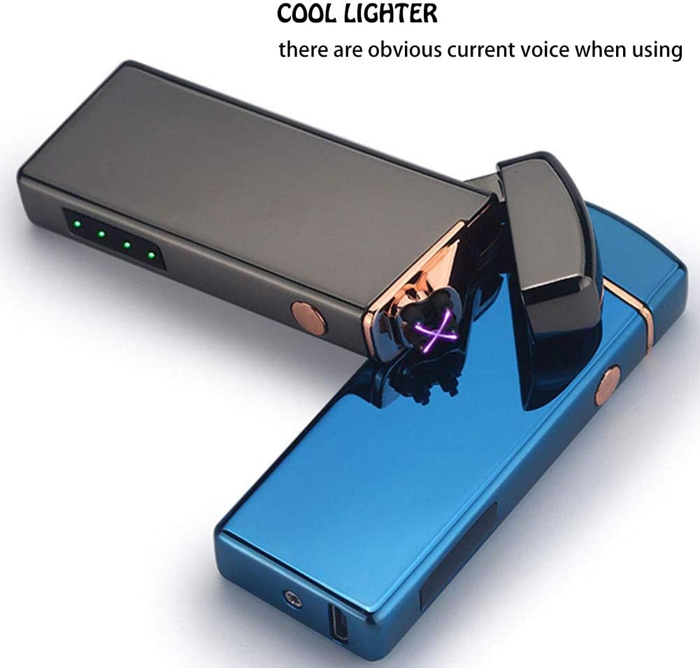 LcFun Electric USB Rechargeable Lighter, Windproof Plasma Dual Arc Lighter with LED Battery Indication, Electronic Flameless Cool Lighters Gifts for Men Fathers Husband (Black Dragon)
