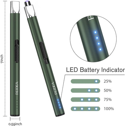 REIDEA Lighter Electric for Candle S4 Pro USB Rechargeable Safety Lock with LED Battery Indicator Flameless Windproof Arc Plasma Lighter for Candle, Fireworks (Champagne Gold)