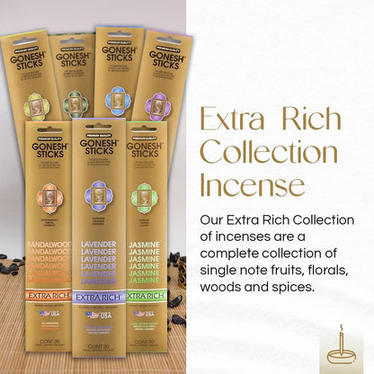 Gonesh - Incense Sticks Variety Pack - Non-Toxic 10” Slow Burn Aromatic Sticks - Classic Collection &amp; Extra Rich Collection - 12 Packs of 20 Sticks