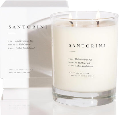 Brooklyn Candle Studio Santorini Classic 2 Wick Candle - Luxury Scented Candle, Vegan Soy Wax, Hand Poured in The USA, 70 Hour Slow Burn Time - 13oz