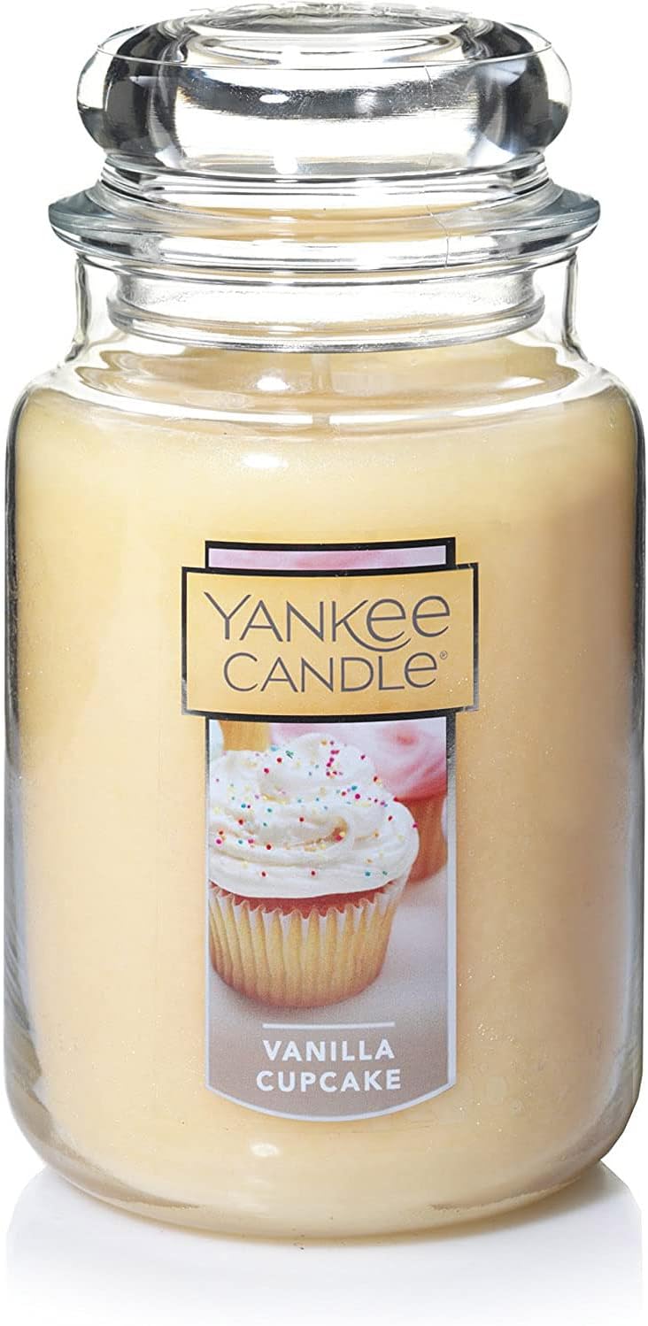 Yankee Candle | Vanilla Cupcake Scented Classic 22oz Large Jar Single Wick Candle, Over 110 Hours of Burn Time, Ideal for Creating Relaxing Ambience