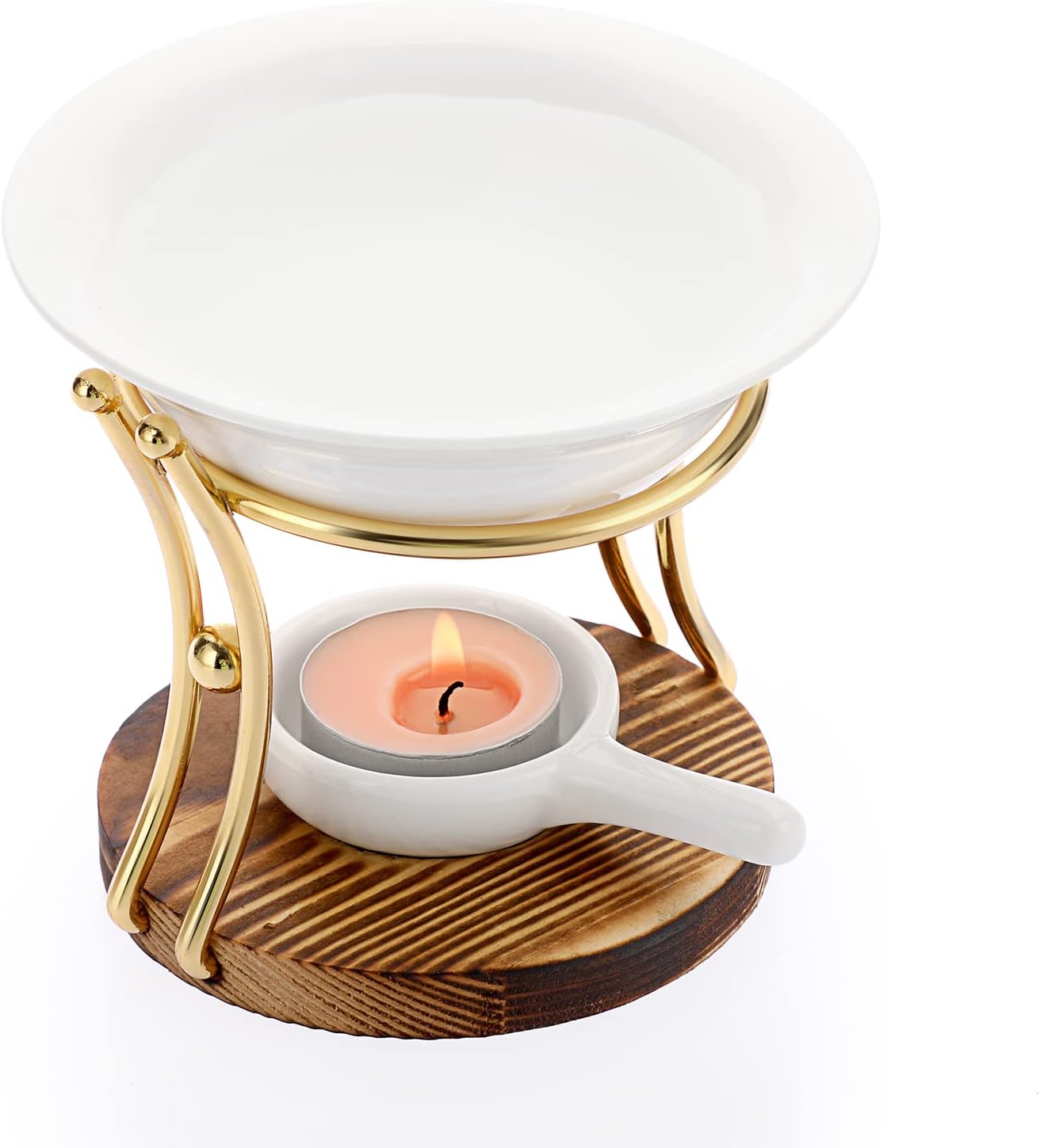 JUXYES Romantic Ceramic Tealight Wax Melt Warmer, Non Elecric Essential Oil Warmer Candle Fragrance Warmer Aromatherapy Wax Candle Tart Burner Warmer Diffuser for Home Decoration