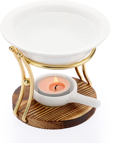 JUXYES Romantic Ceramic Tealight Wax Melt Warmer, Non Elecric Essential Oil Warmer Candle Fragrance Warmer Aromatherapy Wax Candle Tart Burner Warmer Diffuser for Home Decoration