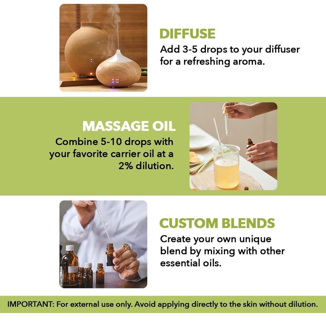 MAJESTIC PURE Lemongrass Essential Oil | 100% Pure and Natural Lemongrass Oil | Premium Grade Essential Oils for Hair Care, Home Diffusers, Skin, Aromatherapy, Massage and Humidifiers | 4 Fl Oz