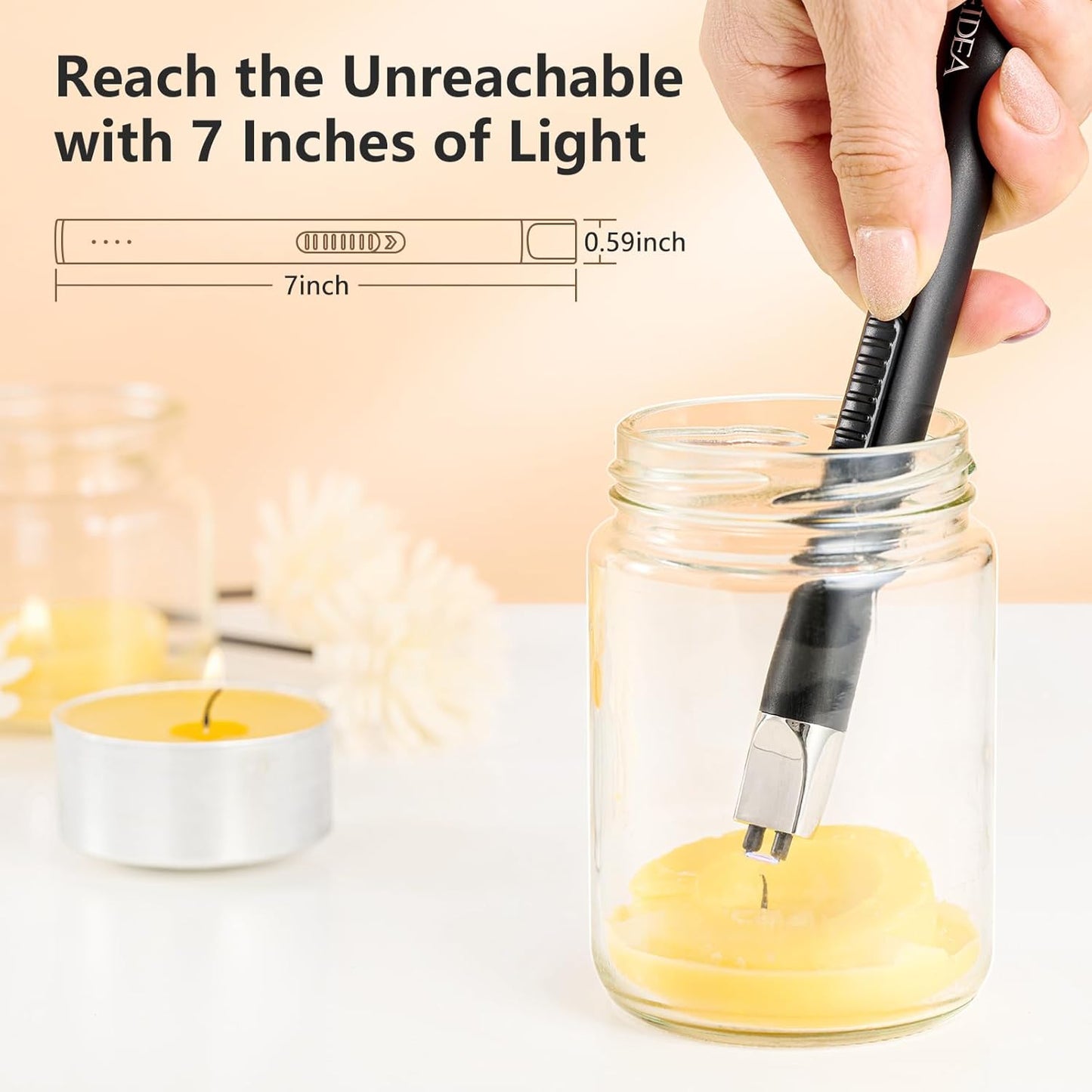 REIDEA Lighter Electric for Candle S4 Pro USB Rechargeable Safety Lock with LED Battery Indicator Flameless Windproof Arc Plasma Lighter for Candle, Fireworks (Champagne Gold)