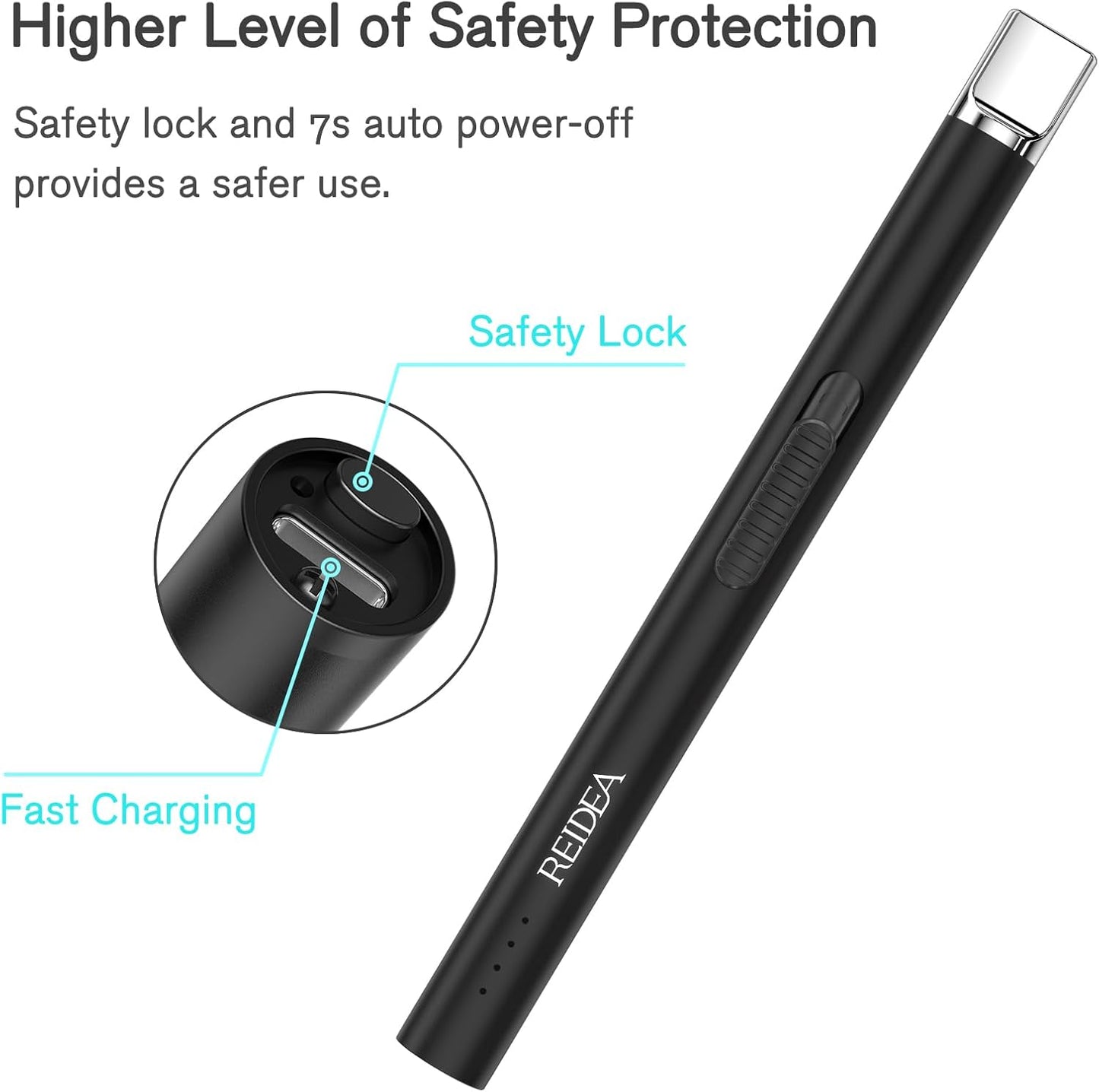 REIDEA Lighter Electric for Candle S4 Pro USB Rechargeable Safety Lock with LED Battery Indicator Flameless Windproof Arc Plasma Lighter for Candle, Fireworks (Champagne Gold)