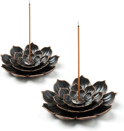 GARMOLY Incense Burner, Incense Holder for Sticks, Brass Lotus Incense Stick Holder and Detachable Ash Catcher