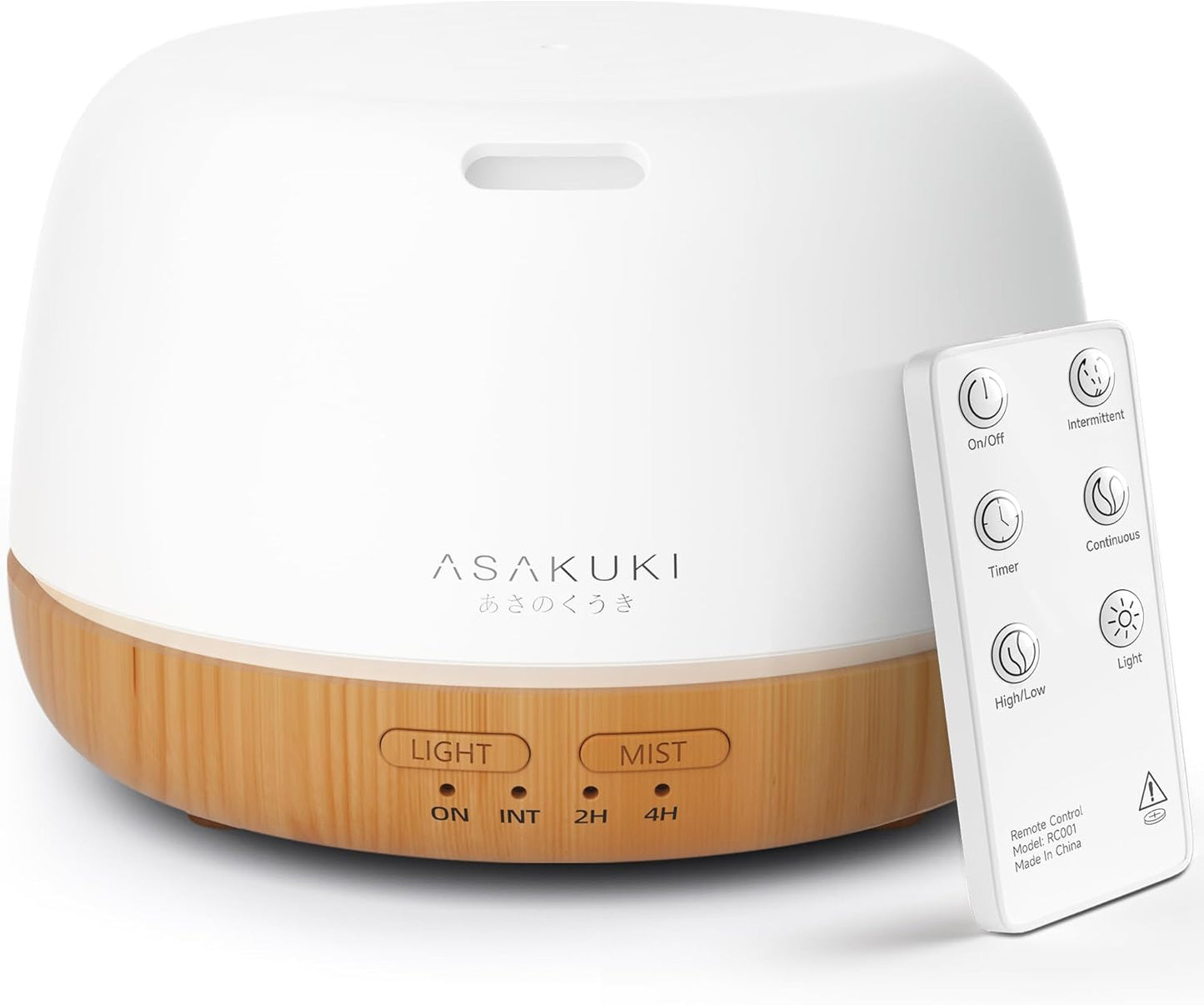 ASAKUKI 500ml Premium, Essential Oil Diffuser with Remote Control, 5 in 1 Ultrasonic Aromatherapy Fragrant Oil Humidifier Vaporizer, Timer and Auto-Off Safety Switch Brown