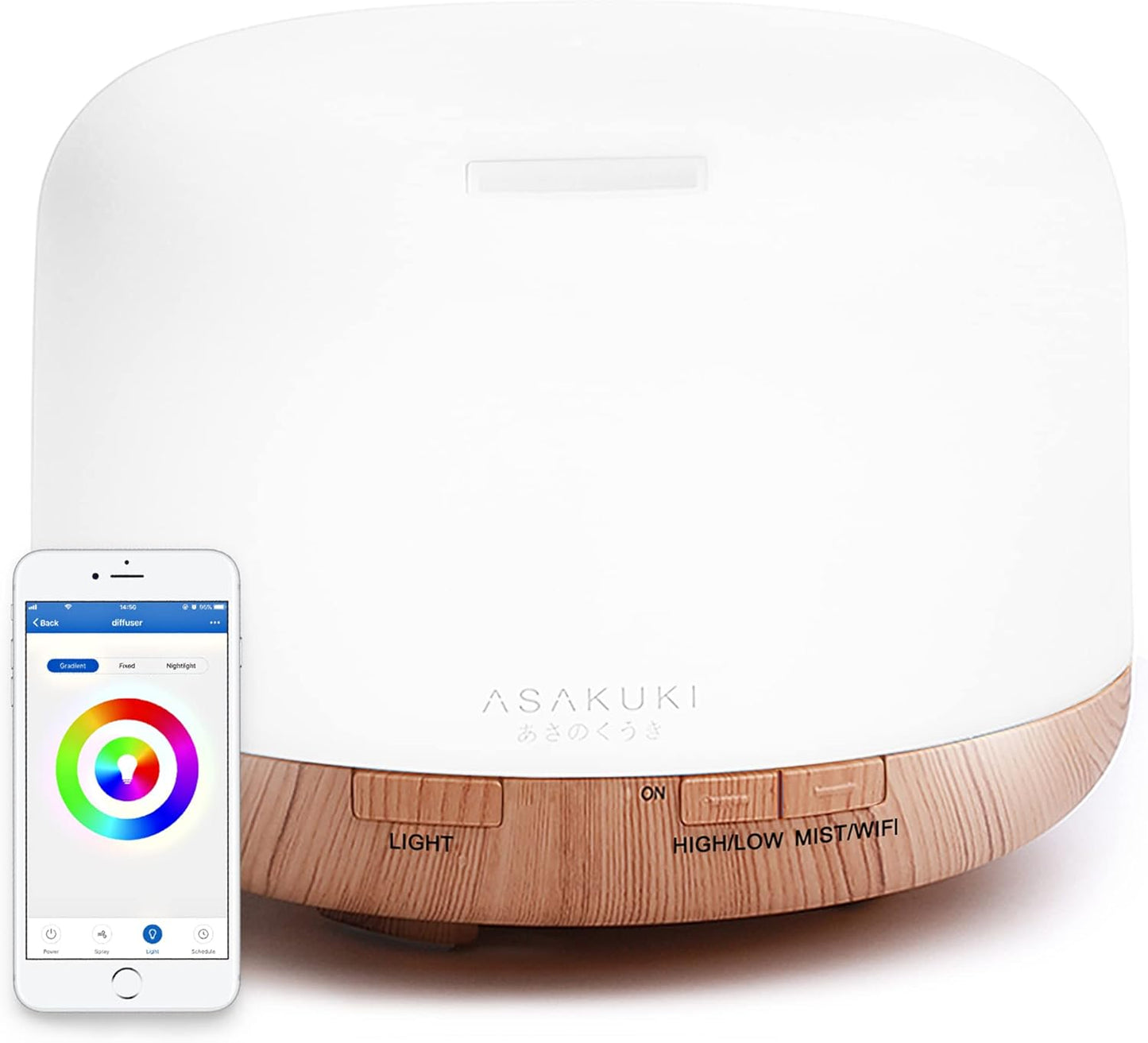 ASAKUKI 500ml Premium, Essential Oil Diffuser with Remote Control, 5 in 1 Ultrasonic Aromatherapy Fragrant Oil Humidifier Vaporizer, Timer and Auto-Off Safety Switch Brown