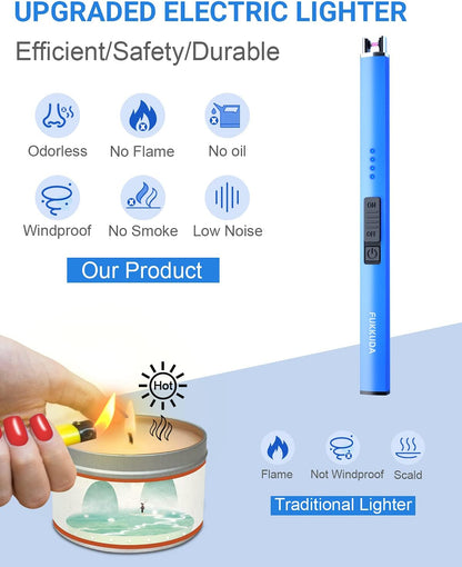 Electric Candle Lighter - Rechargeable, Plasma Arc Lighter - Windproof & Flameless with USB Rechargeable Double Safety Switch (Obisidian Black)