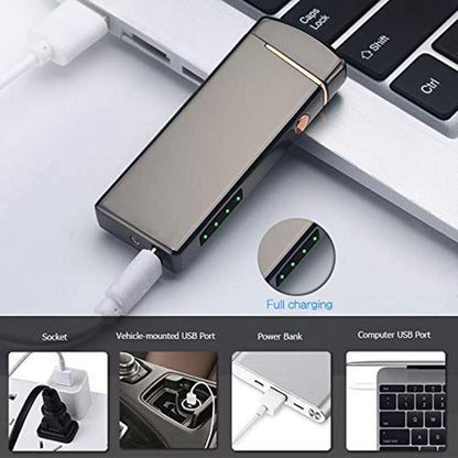 LcFun Electric USB Rechargeable Lighter, Windproof Plasma Dual Arc Lighter with LED Battery Indication, Electronic Flameless Cool Lighters Gifts for Men Fathers Husband (Black Dragon)
