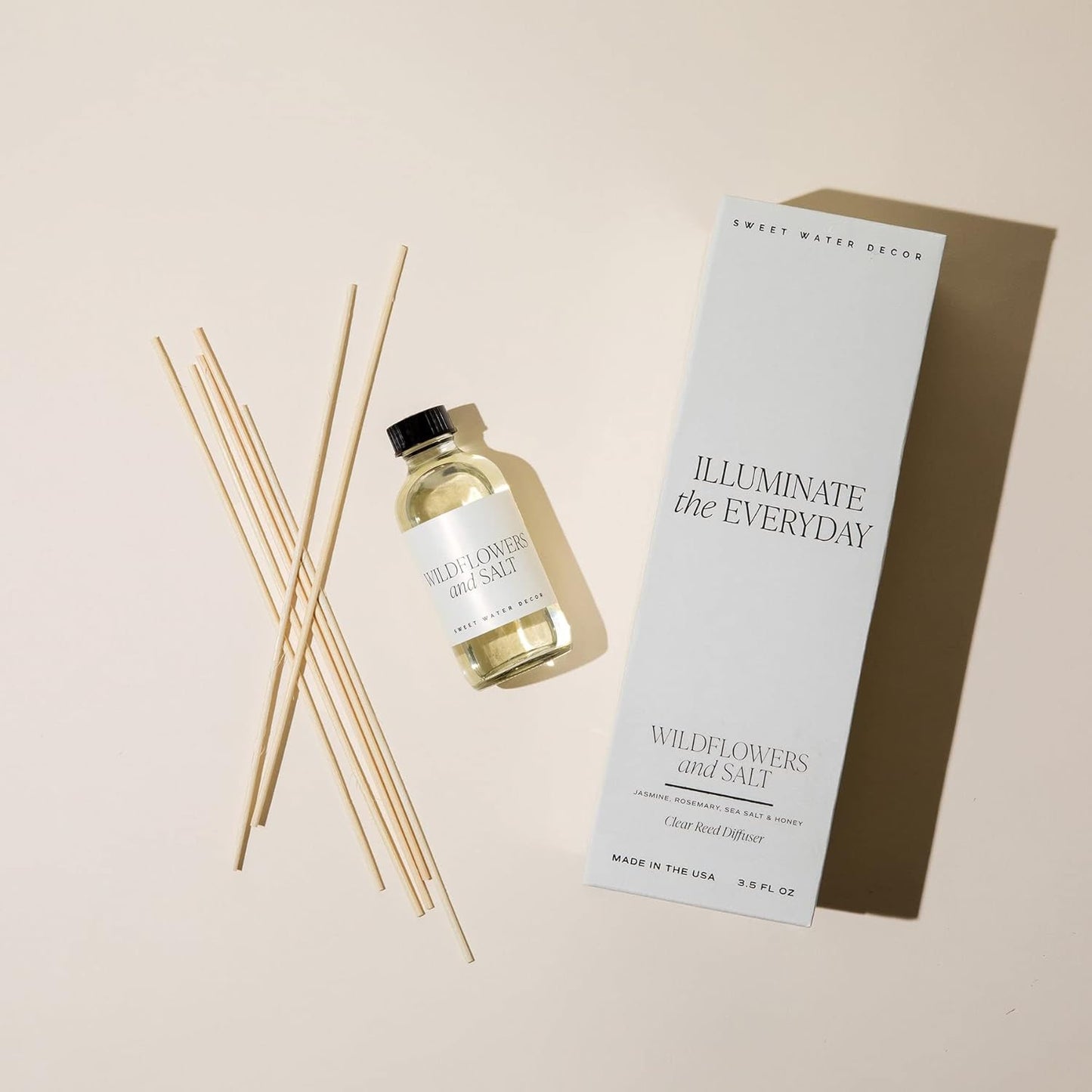 Sweet Water Decor Salt & Sea Reed Diffuser Set - Sea Salt Citrus & Musk Amber Scent Diffuser - Reed Diffusers for Home with Long Lasting Fragrance - Non-Toxic Oil Reed Diffuser - Made in the USA