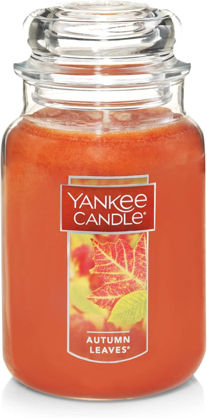 Yankee Candle | Autumn Leaves Scented, Classic 22oz Large Jar Single Wick Aromatherapy Candle, Over 110 Hours of Burn Time, Apothecary Jar Fall Candle, Autumn Candle Scented for Home