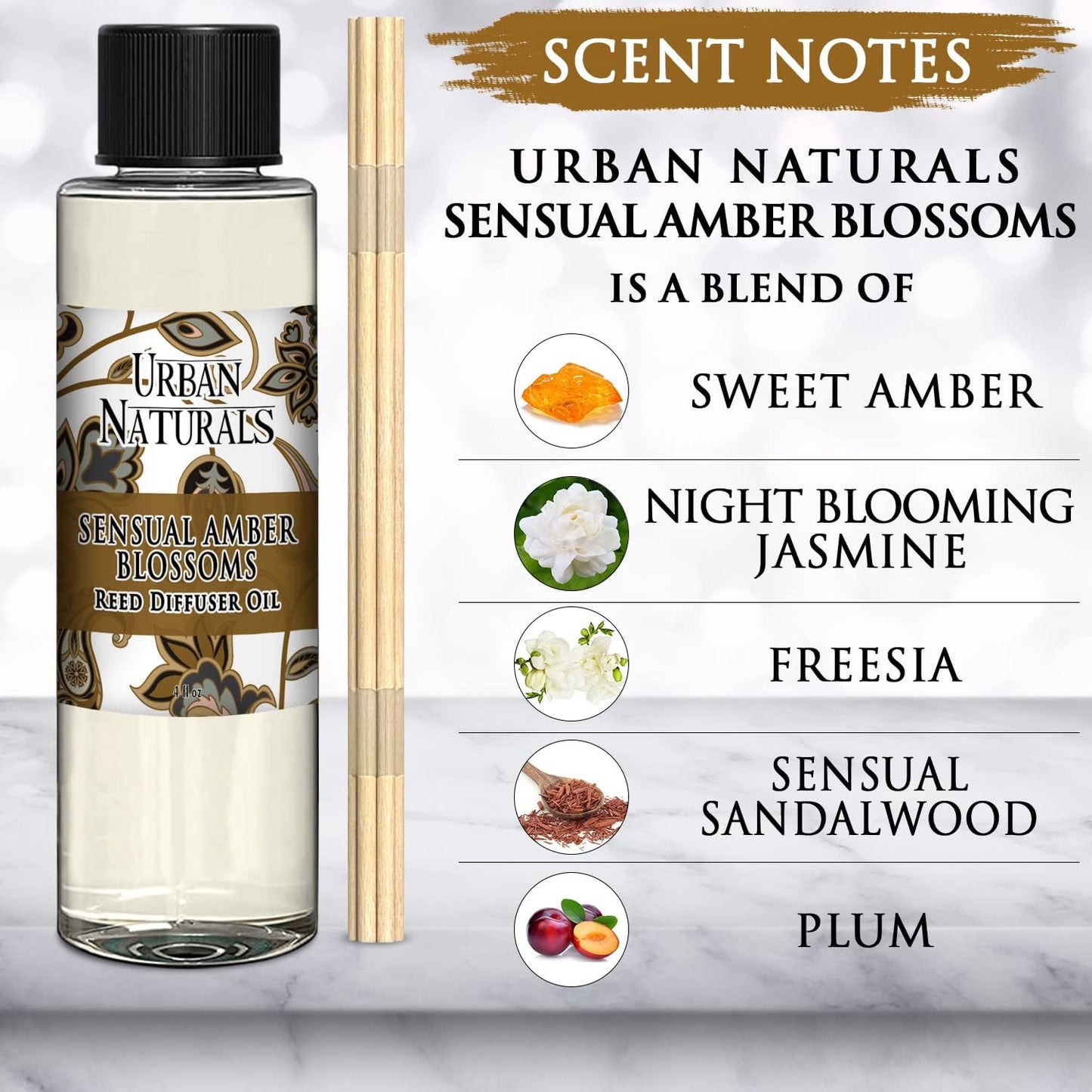 Urban Naturals Eucalyptus &amp; Sage Oil Reed Diffuser Refill | Eucalyptus, Sage, Mint, Lime and Cedarwood| Includes a Free Set of Reed Sticks! 4 oz