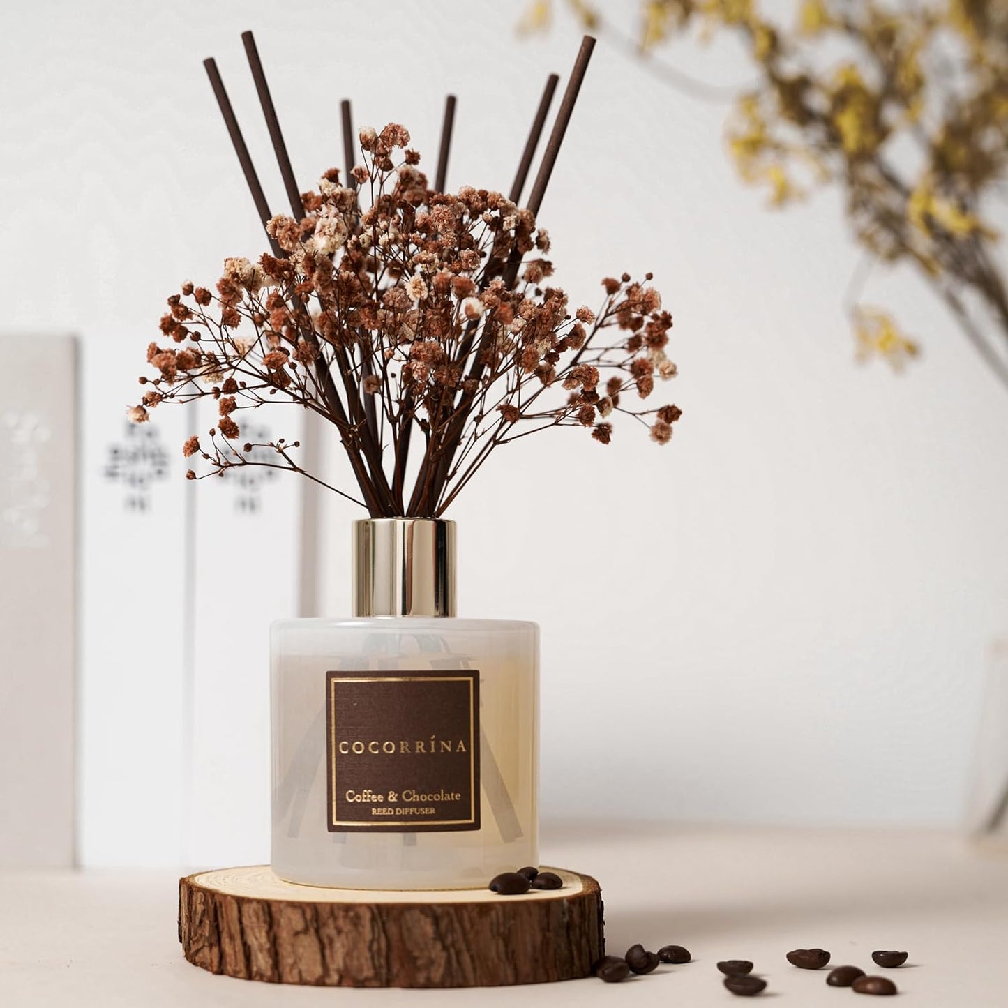 COCORRÍNA Reed Diffuser Set, Clean Linen Scented Diffuser with Sticks Home Fragrance Reed Diffuser for Bathroom Shelf Decor