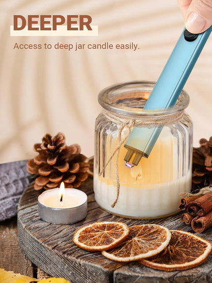 Candle Lighter Stocking Stuffers for Women Men, Electric Candle Lighter USB Rechargeable Graduation Gifts for Him Wife Grandma Girlfriend Safety Lock Long Lighters for Grill Home Kitchen BBQ Camping