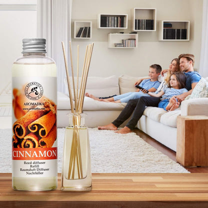 Cinnamon Reed Diffuser Refill with Natural Essential Cinnamon Oil 6.8 Fl Oz - Fresh & Long Lasting Fragrance - Reed Diffuser Oil Refill for Aromatherapy - Home - Fitness - Boutique